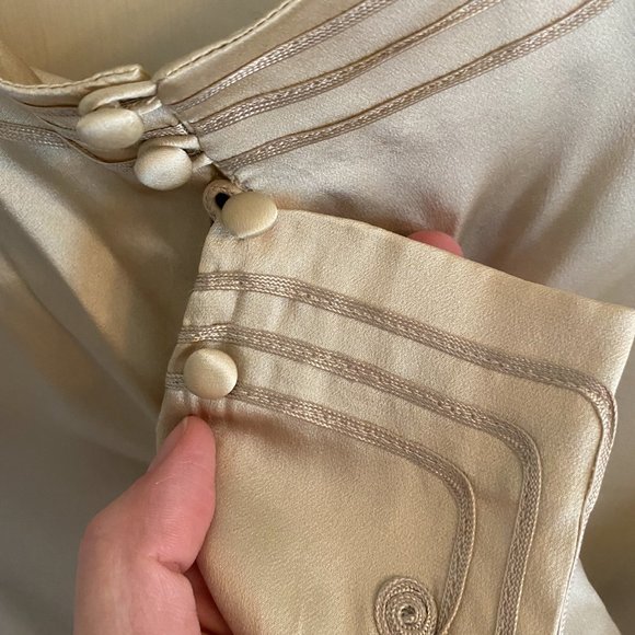 Vintage Mary Ann Restivo 100% silk champagne blouse with buttons size 4 - Picture 5 of 5